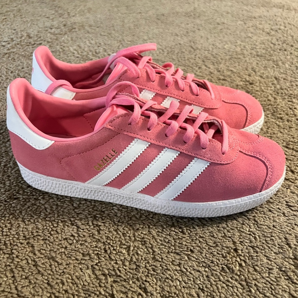 Adidas Pink and White Sneakers Gazelle